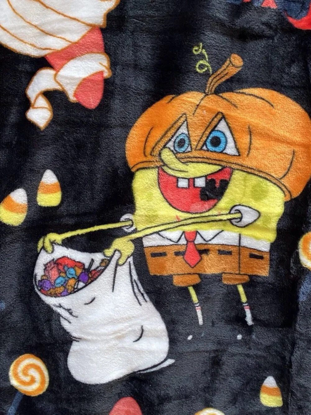 SpongeBob SquarePants Pumpkin Halloween Throw Blanket 50”x70” Patrick Mummy NEW